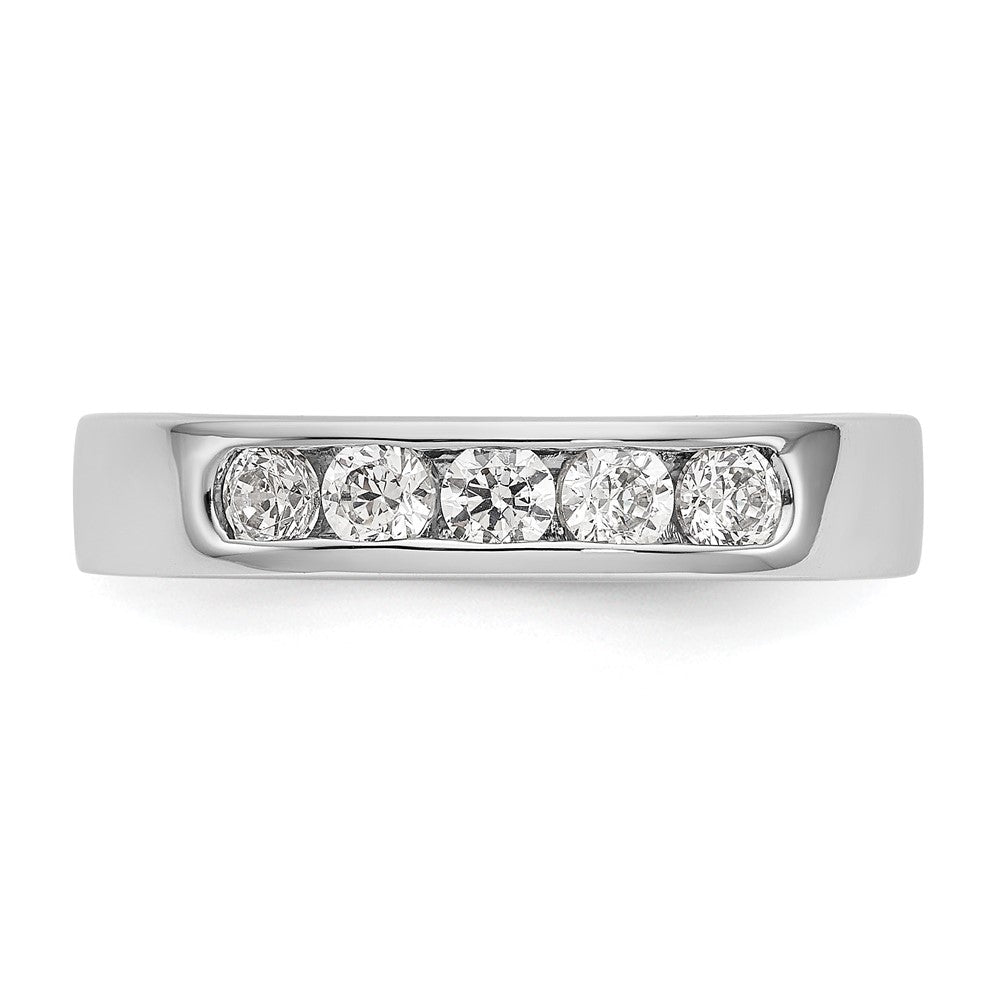 14K White Gold 5-Stone Diamond Channel Wedding Band Ring