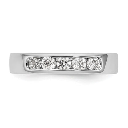 14K White Gold 5-Stone Diamond Channel Wedding Band Ring