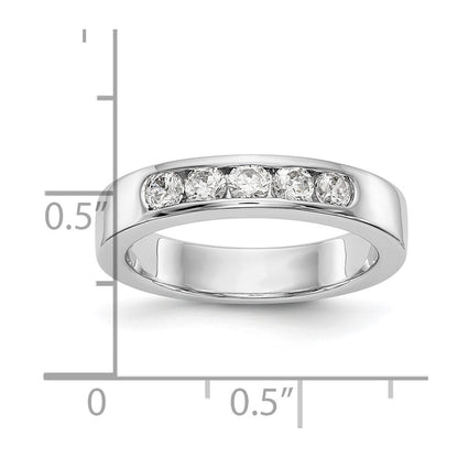 14K White Gold 5-Stone Diamond Channel Wedding Band Ring