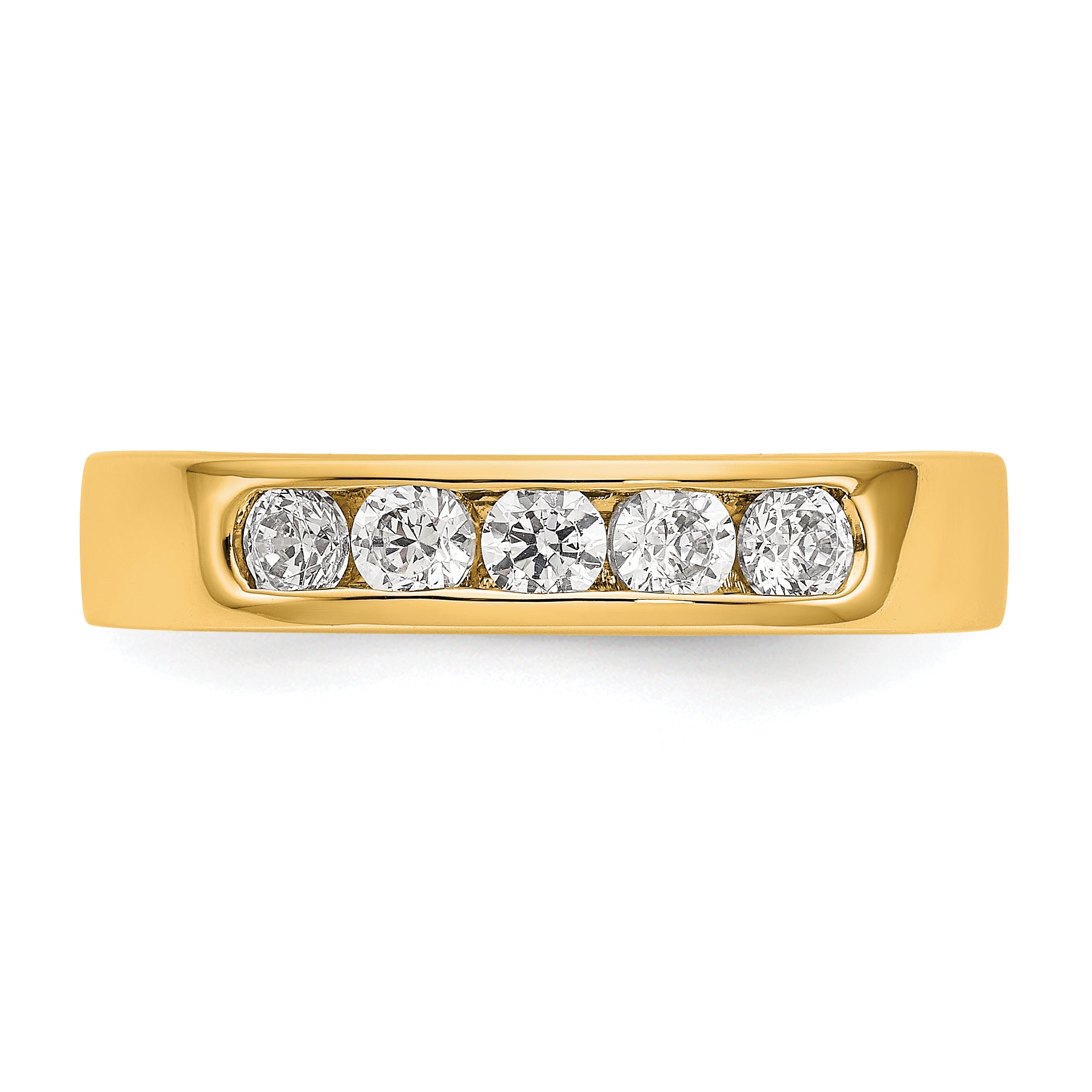 14K Yellow Gold 5-Stone Real Diamond Channel Band