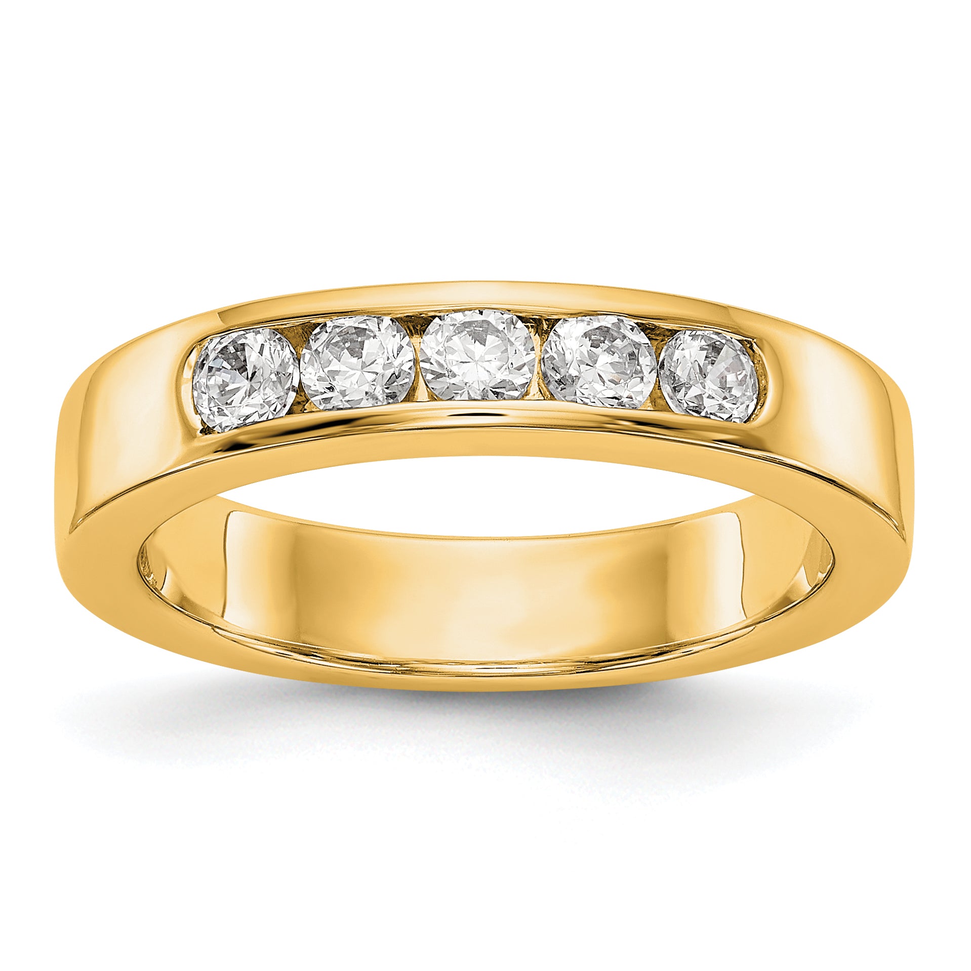 14K Yellow Gold 5-Stone Real Diamond Channel Band
