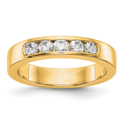 14K Yellow Gold 5-Stone Real Diamond Channel Band