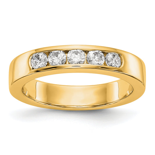 14K Yellow Gold 5-Stone Real Diamond Channel Band