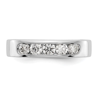 14K White Gold 5-Stone Real Diamond Channel Band