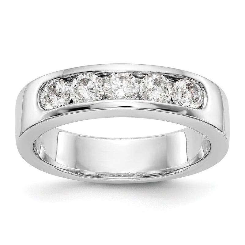 14K White Gold 5-Stone Real Diamond Channel Band