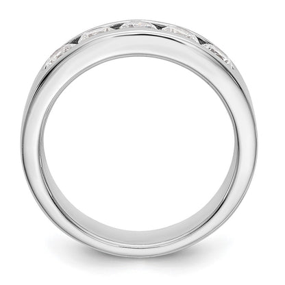 True Origin 14K White Gold Men's 1 carat Lab Grown Diamond VS/SI  D E F  5 Stone Channel Wedding Band Ring