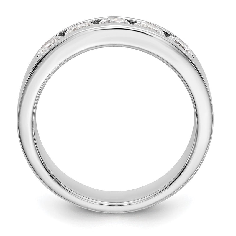 True Origin 14K White Gold Men's 1 carat Lab Grown Diamond VS/SI  D E F  5 Stone Channel Wedding Band Ring