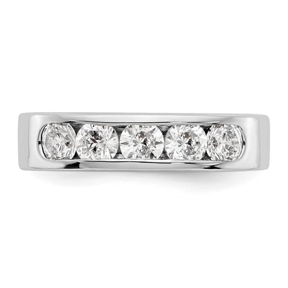 14K White Gold 5-Stone 1 carat Round Diamond Complete Channel Wedding Band Ring