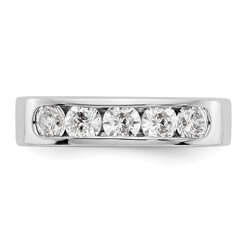 True Origin 14K White Gold Men's 1 carat Lab Grown Diamond VS/SI  D E F  5 Stone Channel Wedding Band Ring