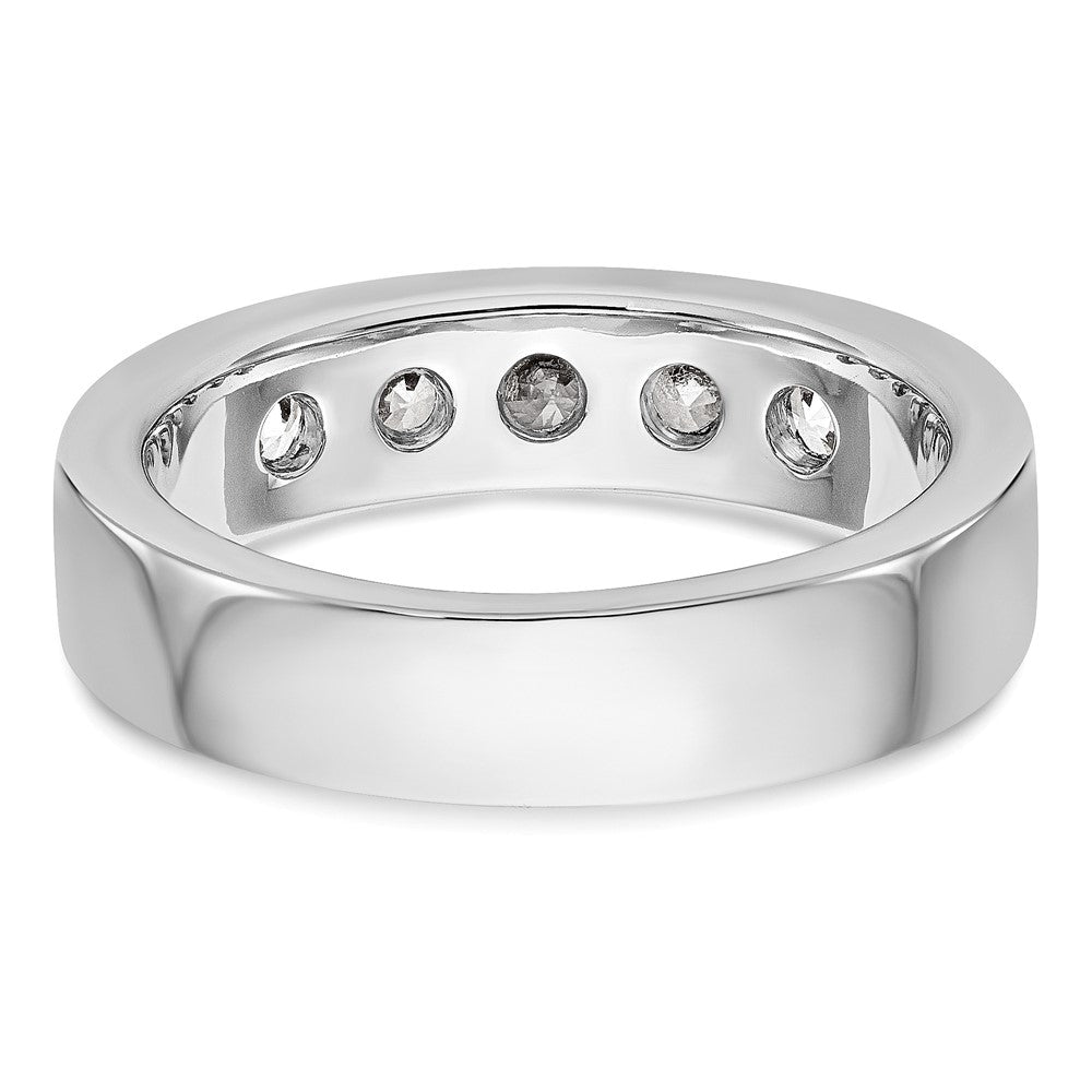 14K White Gold 5-Stone 1 carat Round Diamond Complete Channel Wedding Band Ring