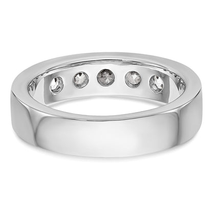 14K White Gold 5-Stone 1 carat Round Diamond Complete Channel Wedding Band Ring