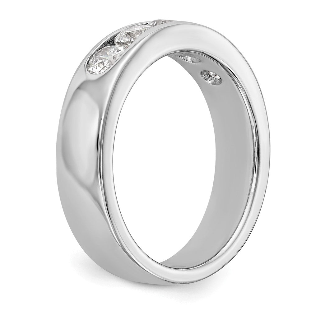 14K White Gold 5-Stone 1 carat Round Diamond Complete Channel Wedding Band Ring