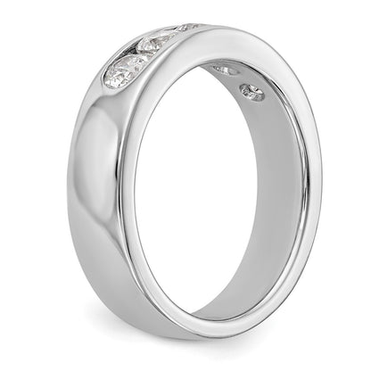 14K White Gold 5-Stone 1 carat Round Diamond Complete Channel Wedding Band Ring