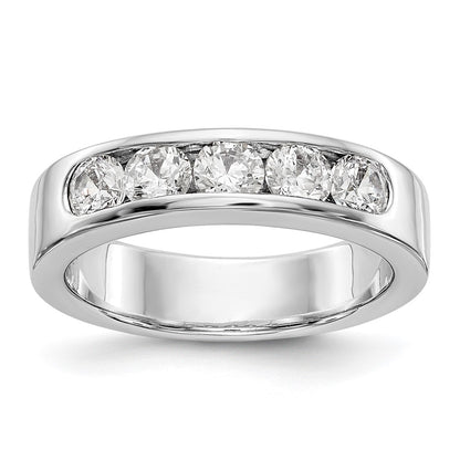 14K White Gold 5-Stone 1 carat Round Diamond Complete Channel Wedding Band Ring