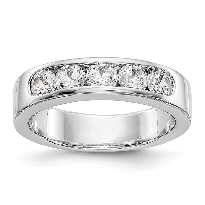 14K White Gold 5-Stone 1 carat Round Diamond Complete Channel Wedding Band Ring