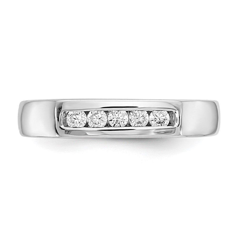 14K White Gold 5-Stone Real Diamond Channel Band