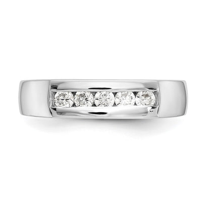 14K White Gold 5-Stone Real Diamond Channel Band