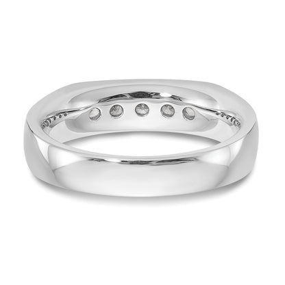 14K White Gold 5-Stone Real Diamond Channel Band