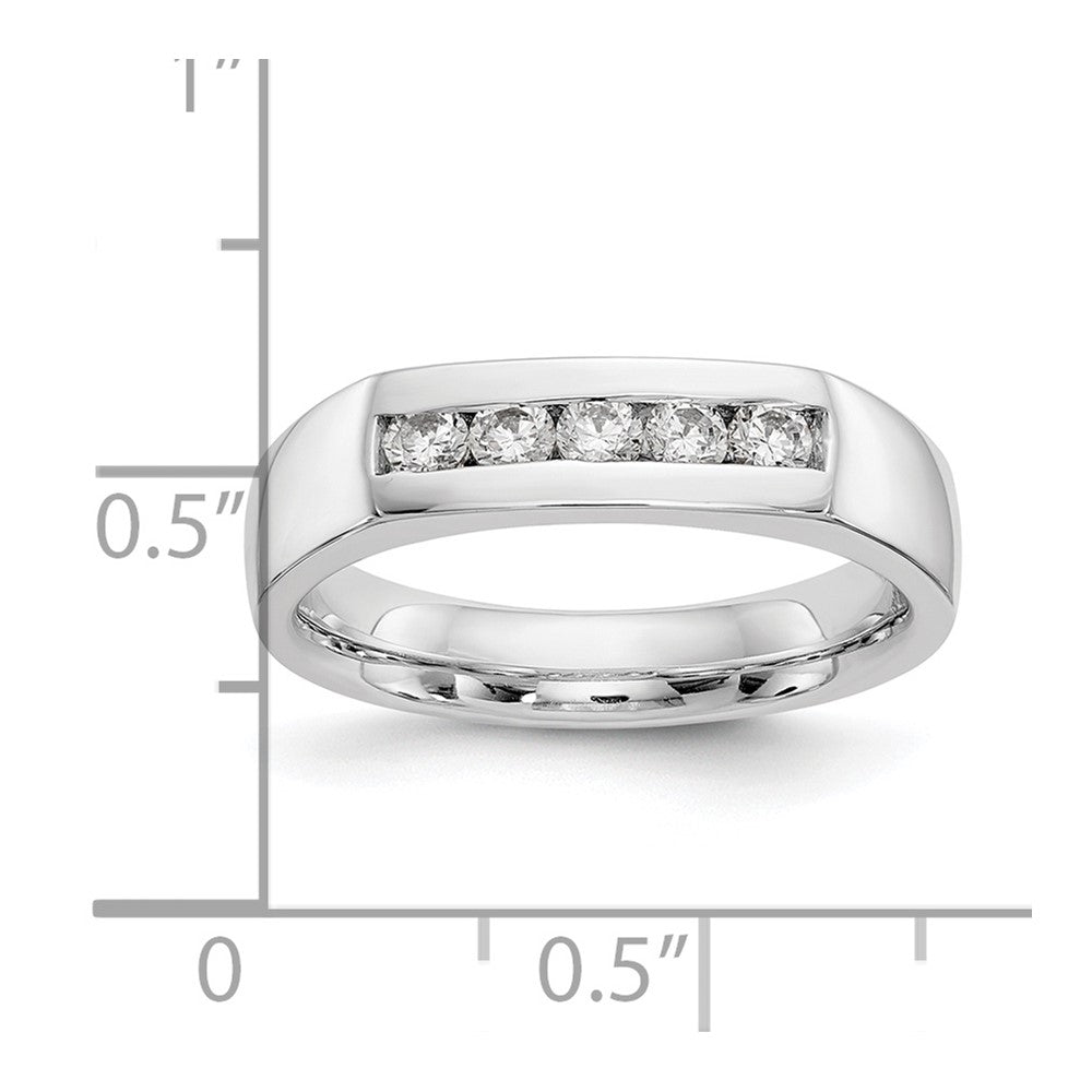 14K White Gold 5-Stone Real Diamond Channel Band