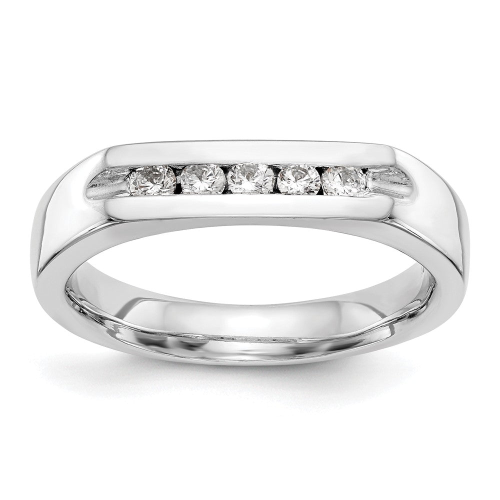 14K White Gold 5-Stone Real Diamond Channel Band