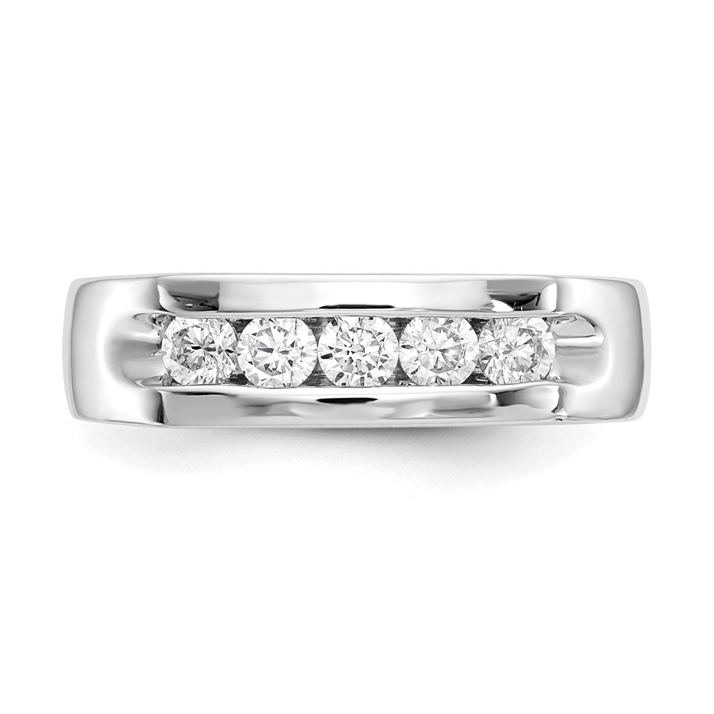 14K White Gold 5-Stone Real Diamond Channel Band