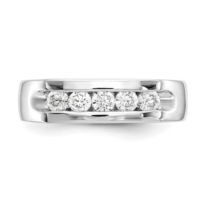 14K White Gold 5-Stone Real Diamond Channel Band