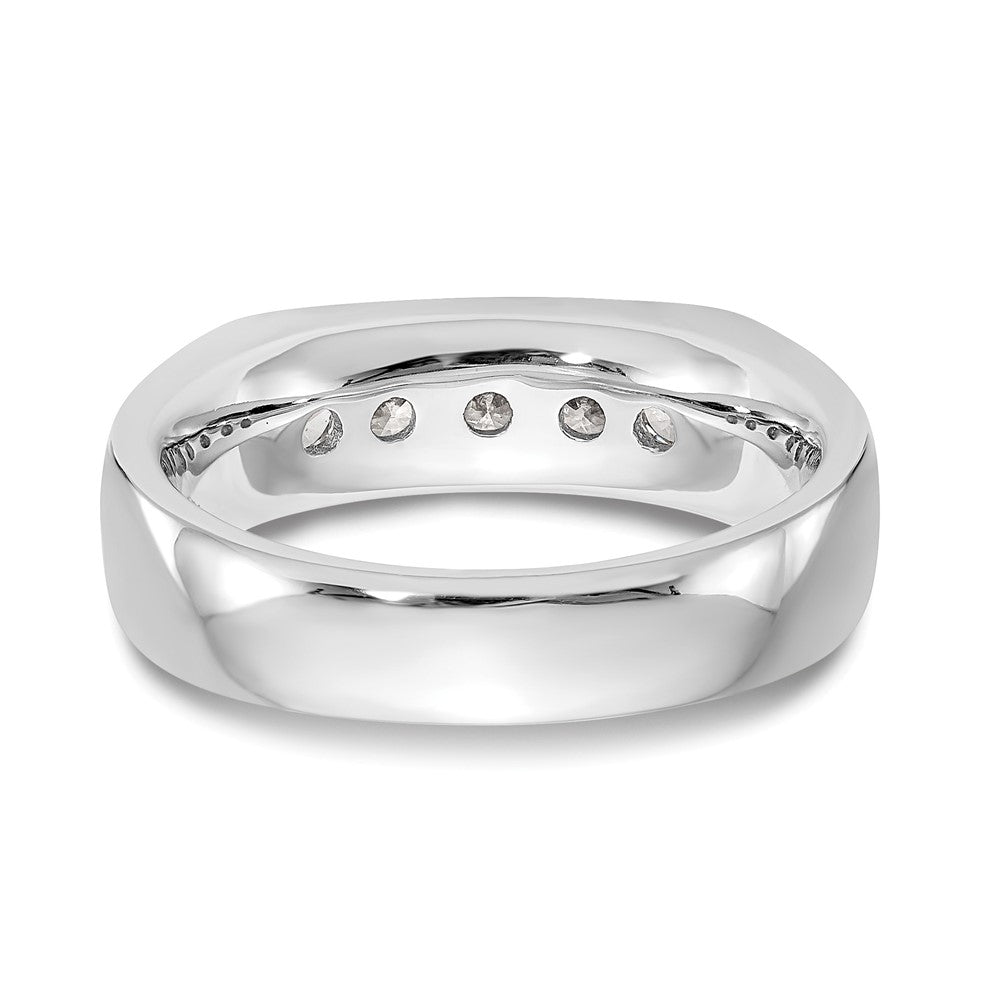 14K White Gold 5-Stone Real Diamond Channel Band