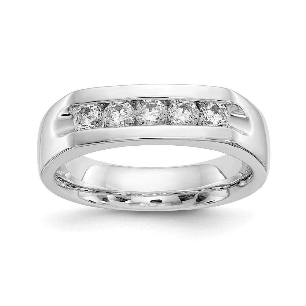 14K White Gold 5-Stone Real Diamond Channel Band