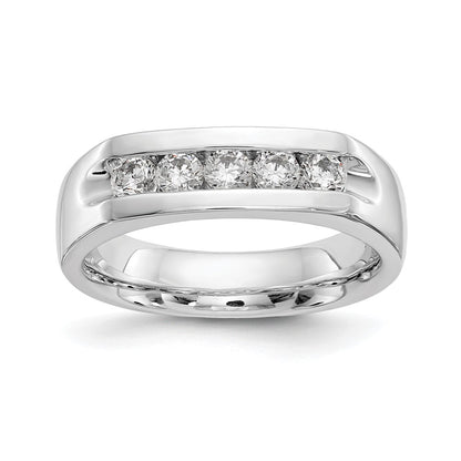 14K White Gold 5-Stone Real Diamond Channel Band