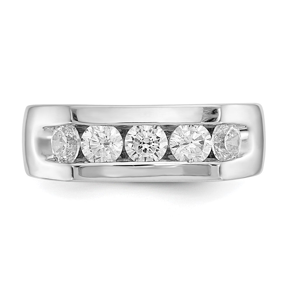 14K White Gold 5-Stone 1 carat Round Diamond Complete Channel Wedding Band Ring