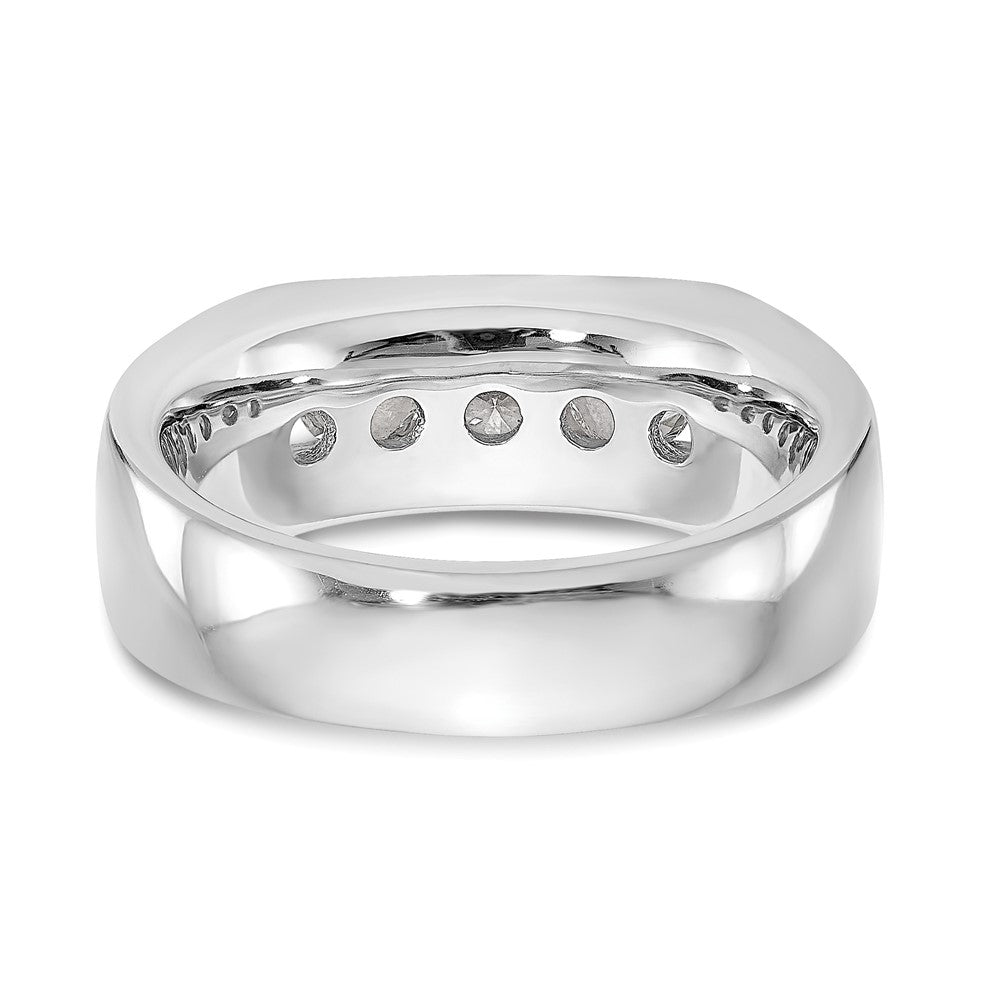 14K White Gold 5-Stone 1 carat Round Diamond Complete Channel Wedding Band Ring