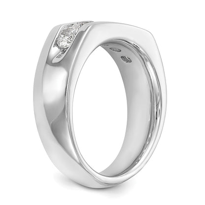 14K White Gold 5-Stone 1 carat Round Diamond Complete Channel Wedding Band Ring