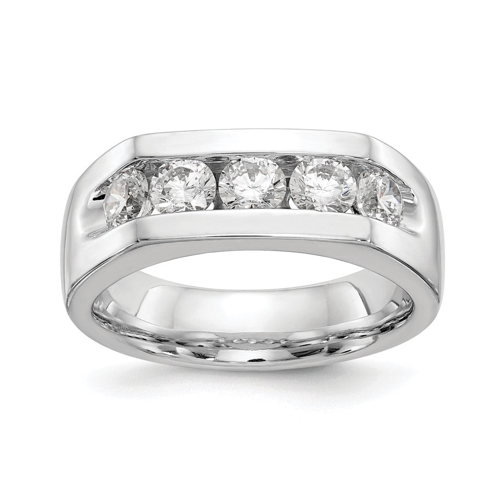 14K White Gold 5-Stone 1 carat Round Diamond Complete Channel Wedding Band Ring
