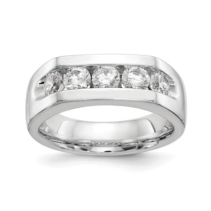14K White Gold 5-Stone 1 carat Round Diamond Complete Channel Wedding Band Ring