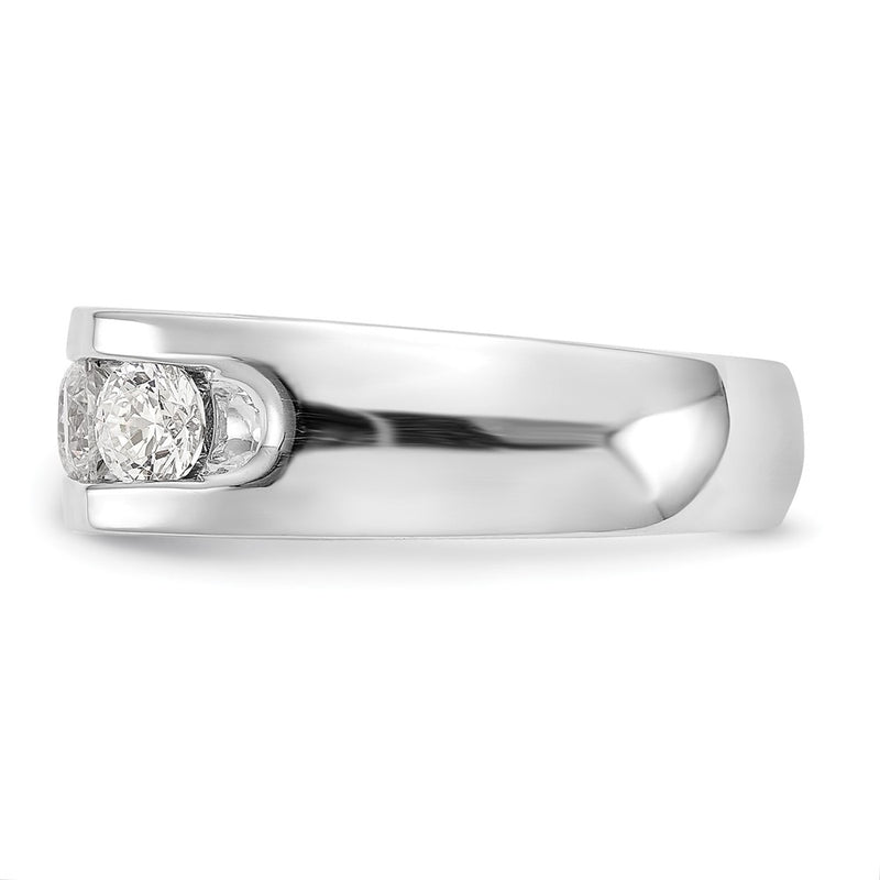 14K White Gold 5-Stone 1.25 carat Round Diamond Complete Channel Wedding Band Ring