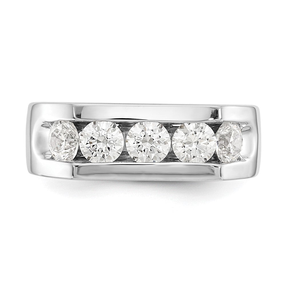 14K White Gold 5-Stone 1.25 carat Round Diamond Complete Channel Wedding Band Ring