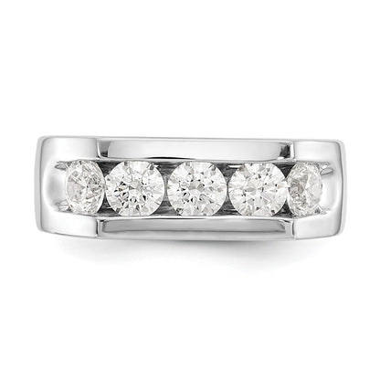 14K White Gold 5-Stone 1.25 carat Round Diamond Complete Channel Wedding Band Ring