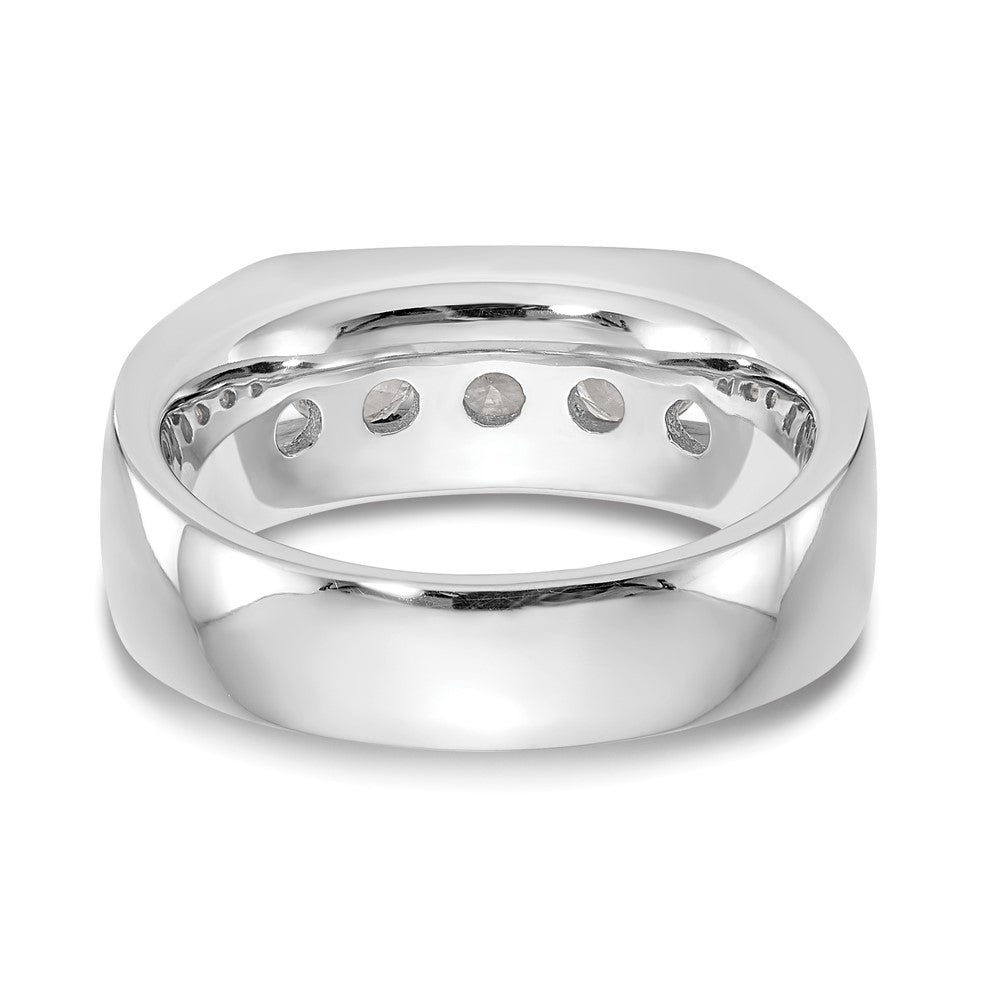 14K White Gold 5-Stone 1.25 carat Round Diamond Complete Channel Wedding Band Ring