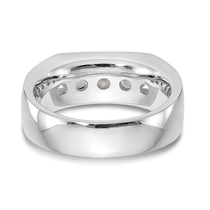 14K White Gold 5-Stone 1.25 carat Round Diamond Complete Channel Wedding Band Ring