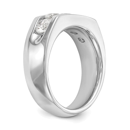 14K White Gold 5-Stone 1.25 carat Round Diamond Complete Channel Wedding Band Ring
