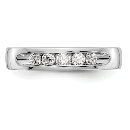 14K White Gold 5 Stone Diamond Channel Band