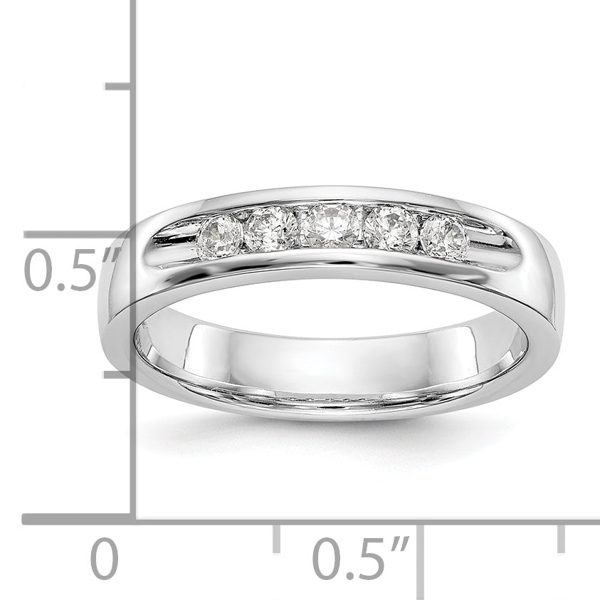14K White Gold 5 Stone Diamond Channel Band