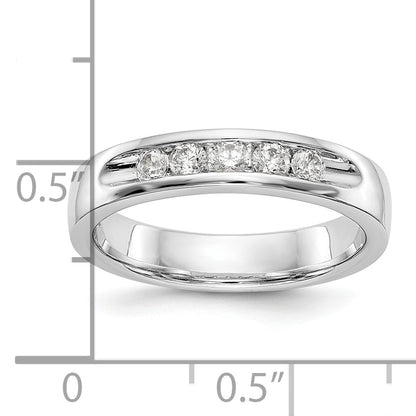 14K White Gold 5 Stone Diamond Channel Band