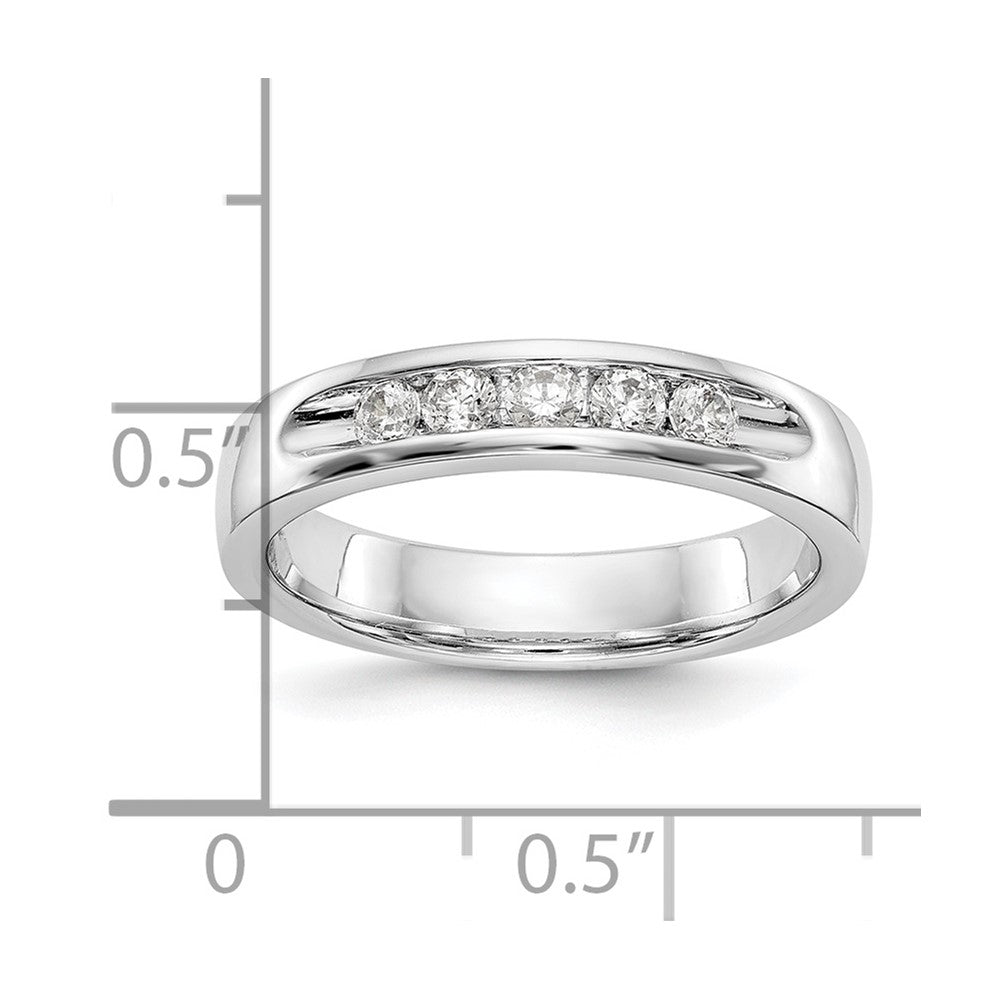 14K White Gold 5 Stone Diamond Channel Band