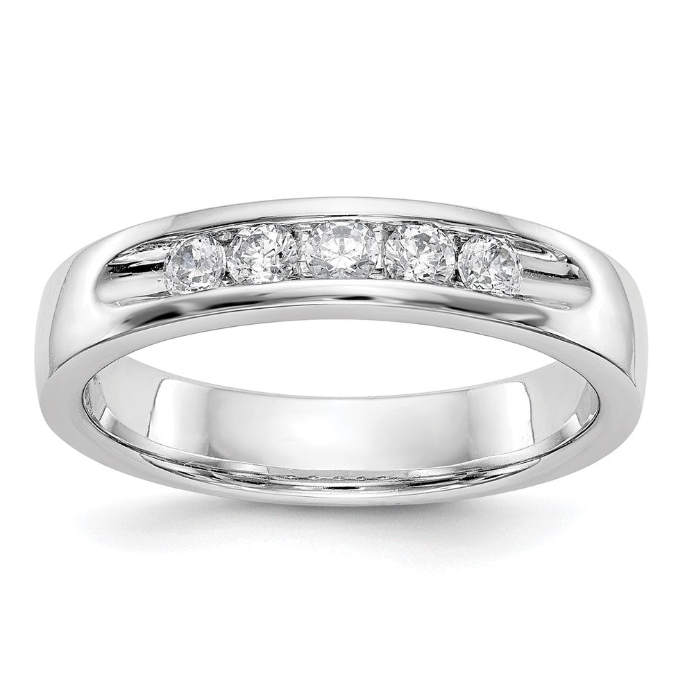 14K White Gold 5 Stone Diamond Channel Band