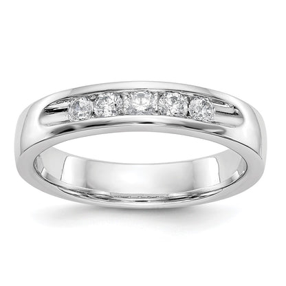 14K White Gold 5 Stone Diamond Channel Band