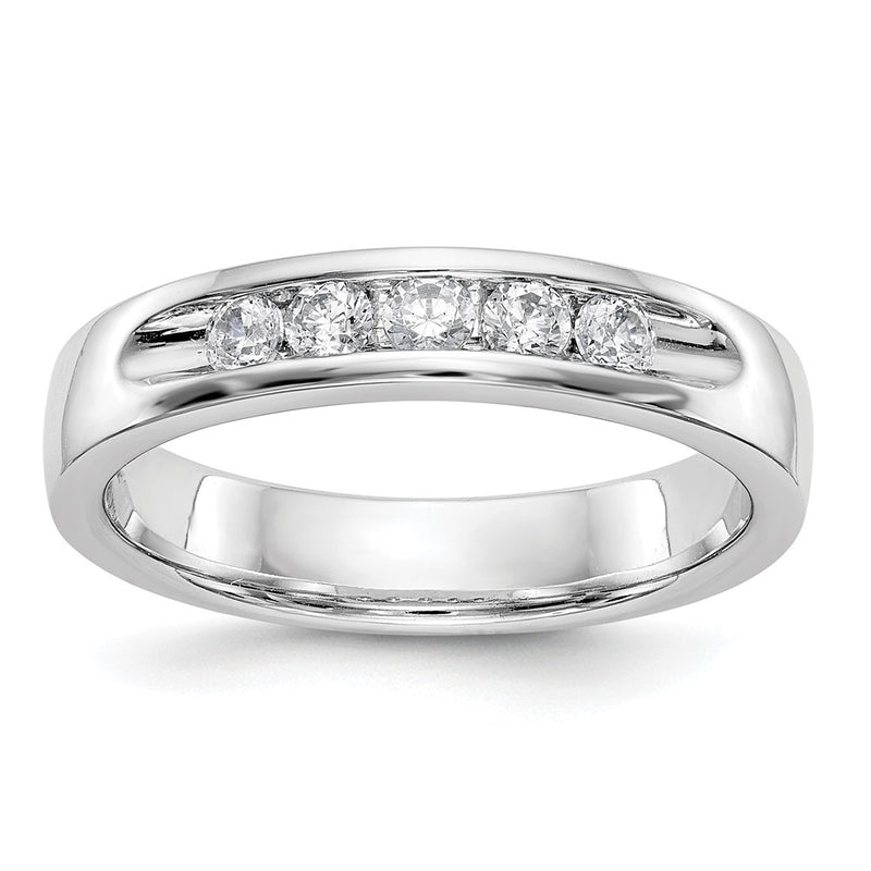 14K White Gold 5 Stone Diamond Channel Band