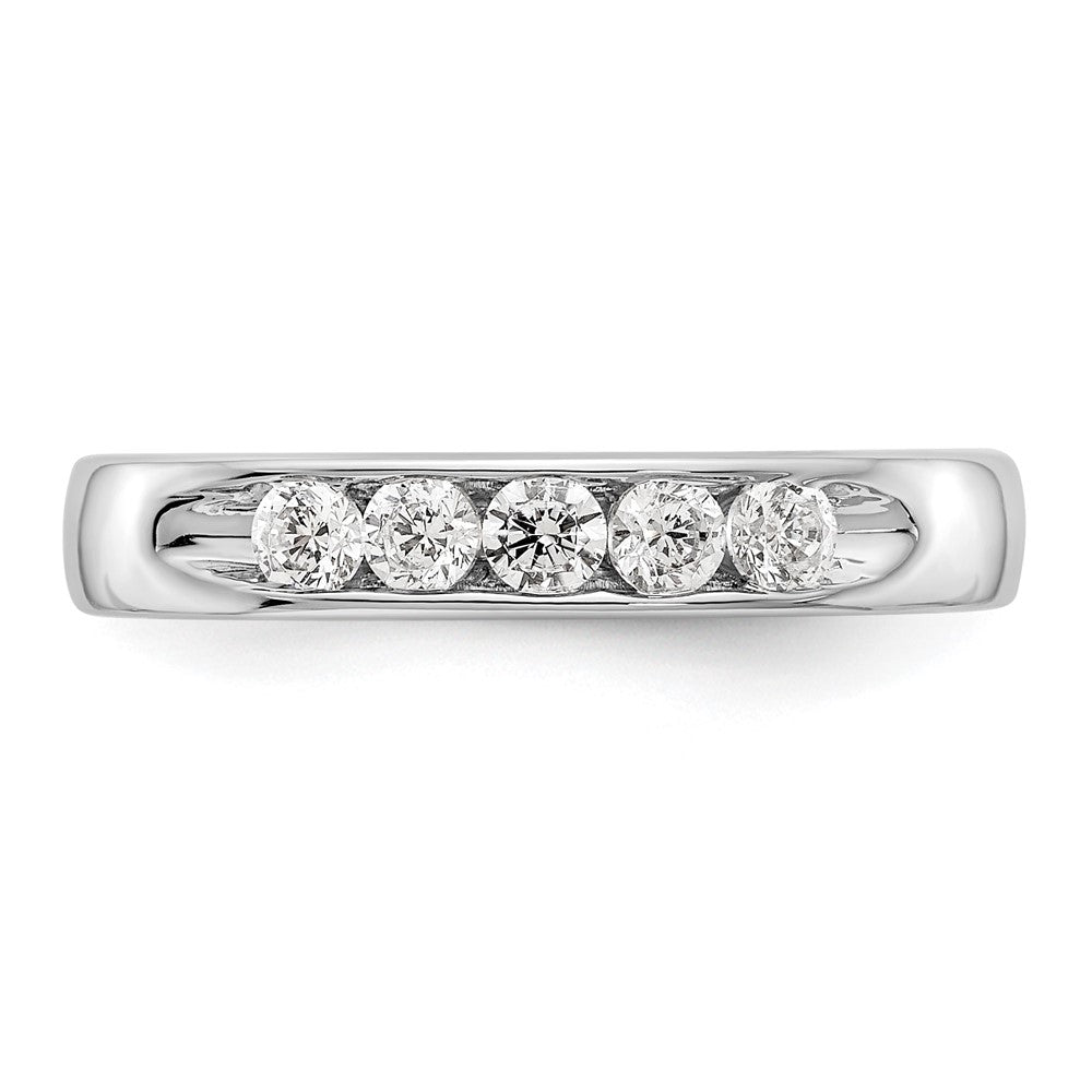 14K White Gold 5 Stone 1/3 Carat Round Diamond Complete Channel Band