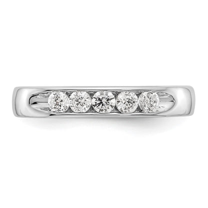14K White Gold 5 Stone 1/3 Carat Round Diamond Complete Channel Band