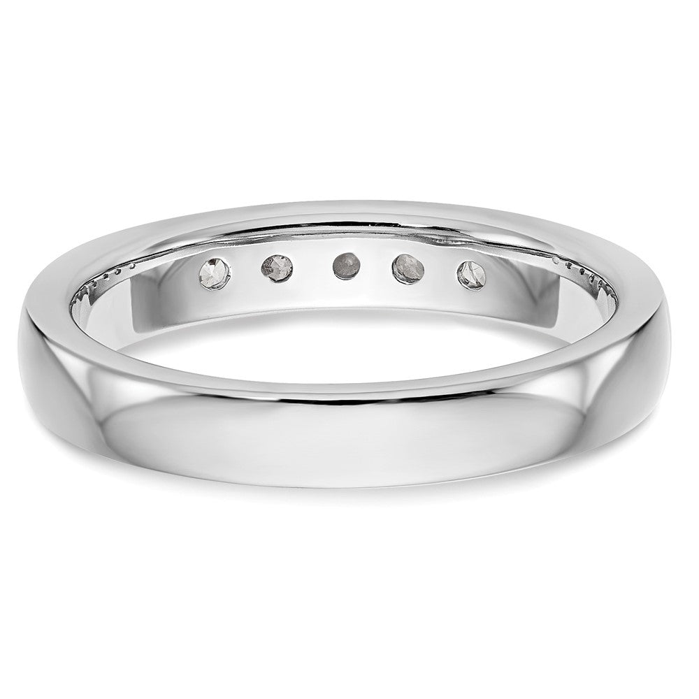 14K White Gold 5 Stone 1/3 Carat Round Diamond Complete Channel Band